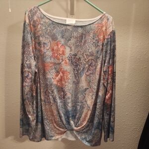 Time and Tru Multicolor Floral Long Sleeve Top